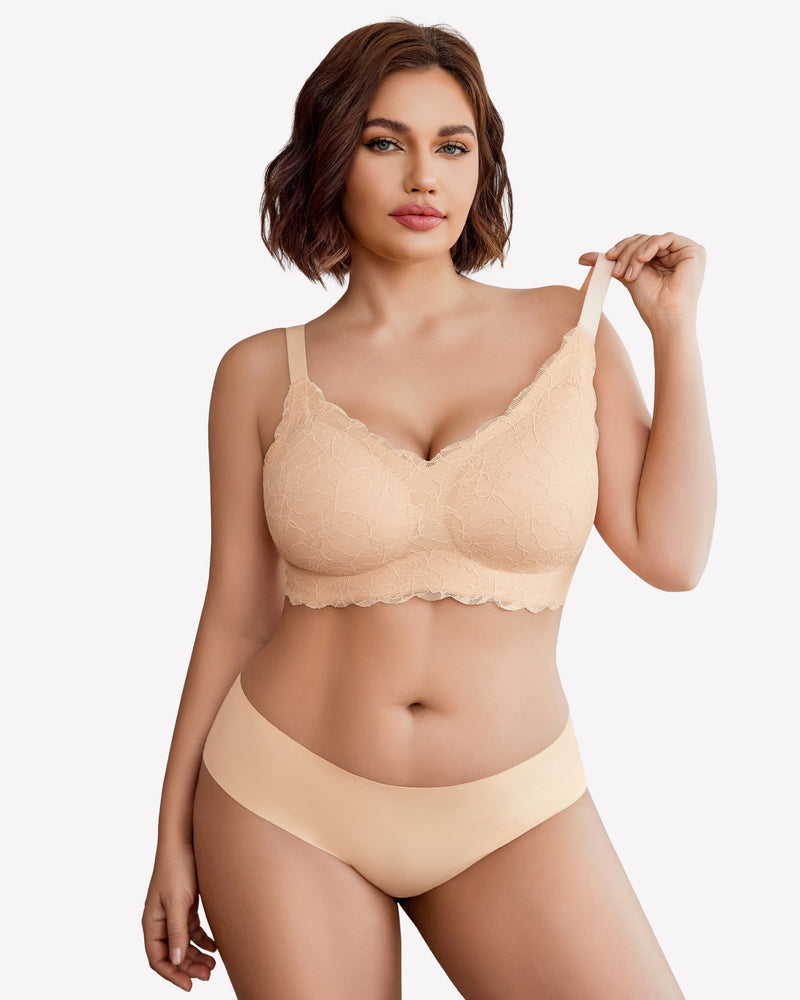Wireless Full Coverage Lace Bra Lingerie Sets-Bras - Tophatter Daily Deals