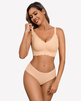 Wireless Full Coverage Lace Bra Nude Lingerie Sets-Bras - Tophatter Daily Deals