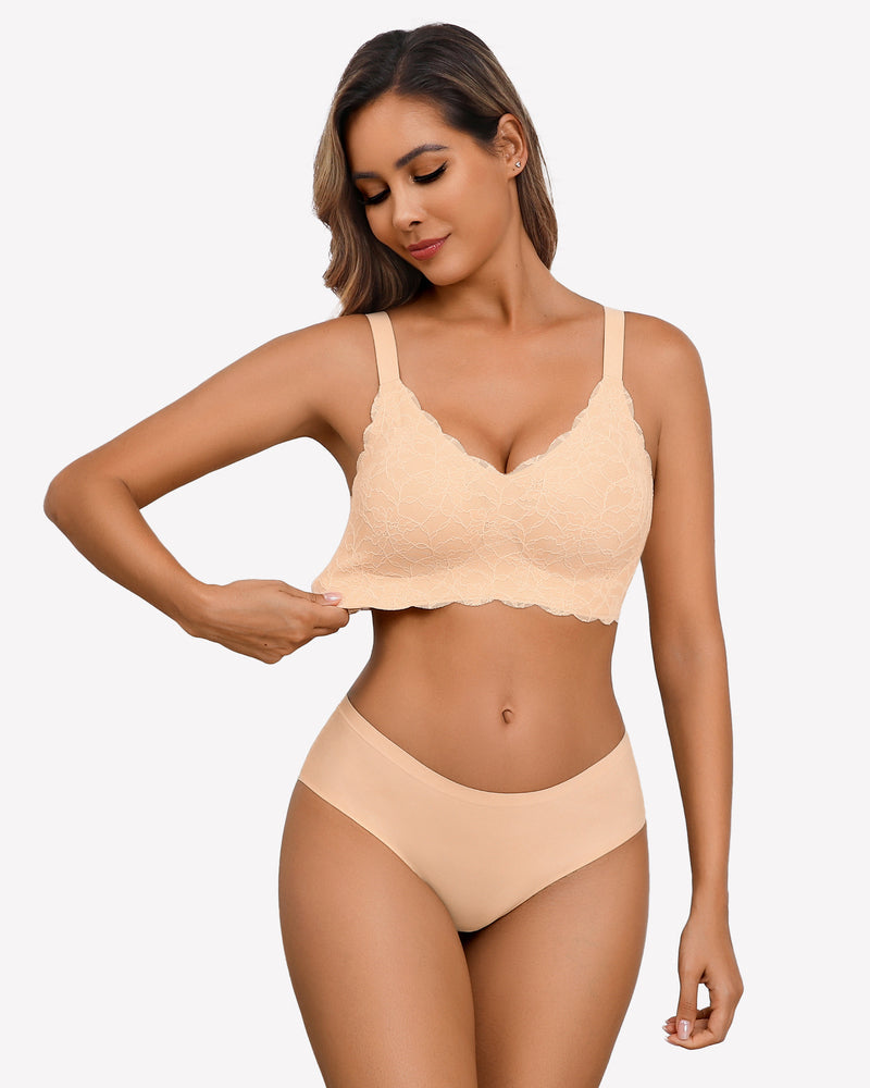 Wireless Full Coverage Lace Bra Lingerie Sets-Bras - Tophatter Daily Deals