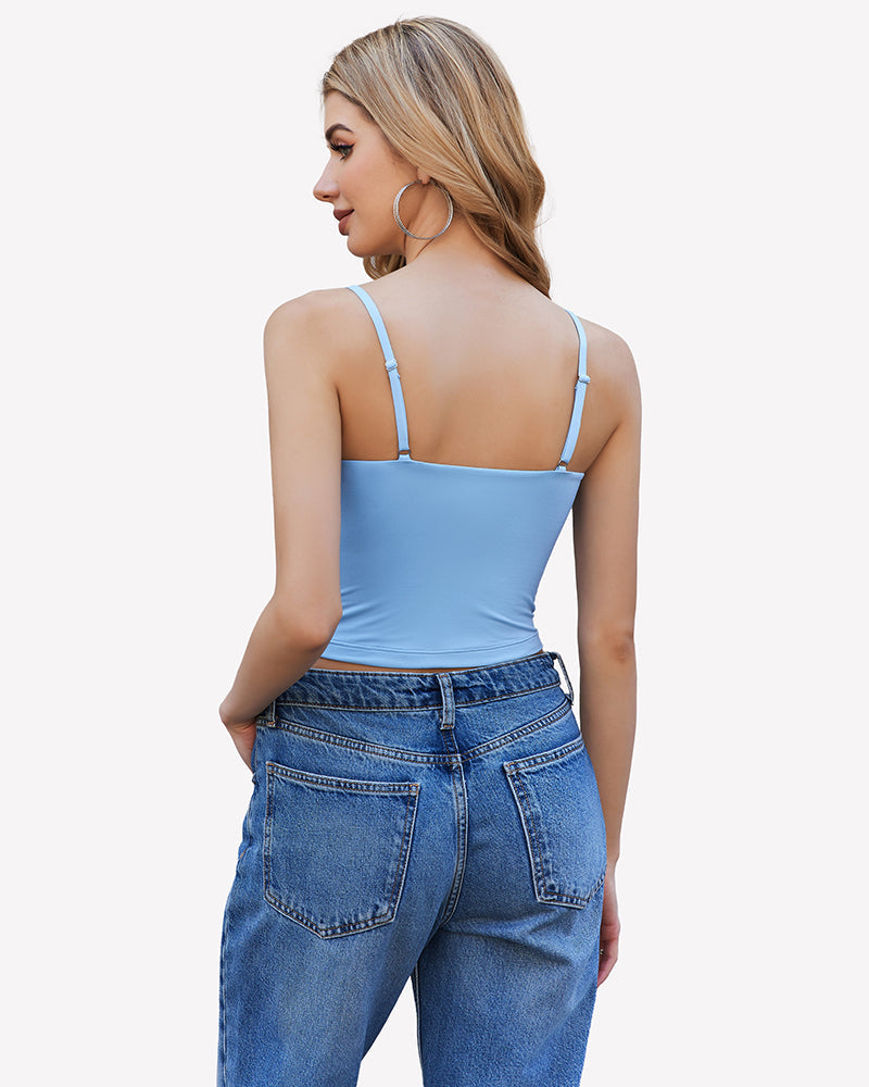 V Neck Spaghetti Strap Y2K Cami Tops Lingeries-Crop tops - Tophatter Daily Deals