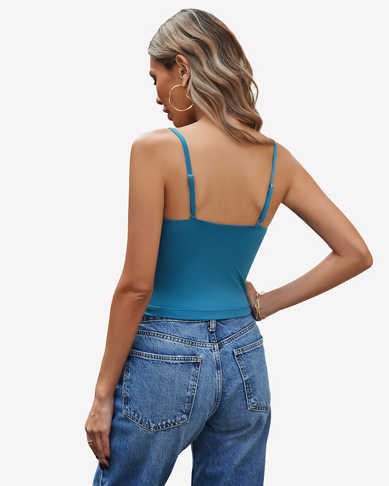 V Neck Spaghetti Strap Y2K Cami Tops Lingeries-Crop tops - Tophatter Daily Deals