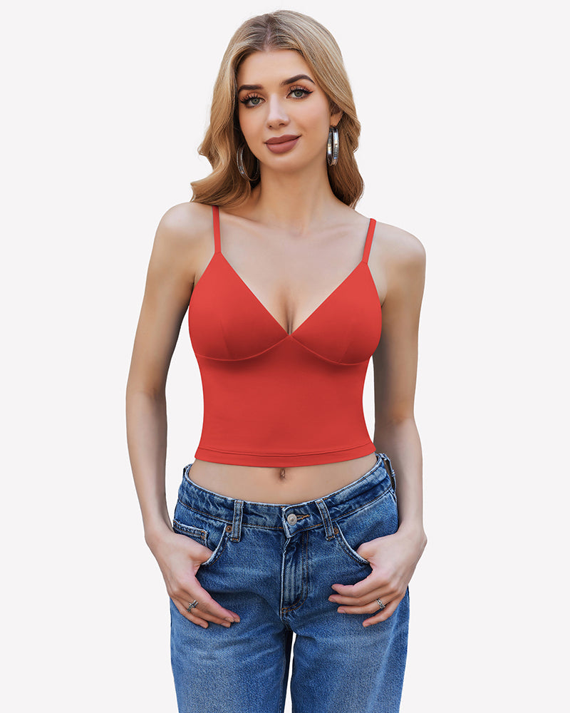 V Neck Spaghetti Strap Y2K Cami Tops Red Lingeries-Crop tops - Tophatter Daily Deals
