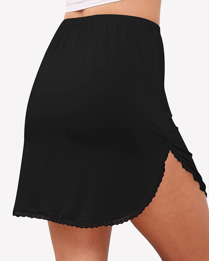 Lace Slip Base Skirt Black Lingeries-mini skirts - Tophatter Daily Deals