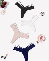 Lace Bikini Panties V Shape Waistband Thongs Black,white,pink,navy Blue Lingeries-panties - Tophatter Daily Deals