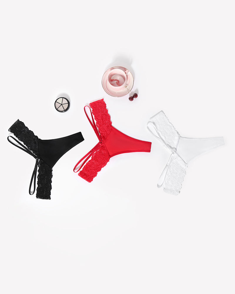 Lace Bikini Panties V Shape Waistband Thongs Lingeries-panties - Tophatter Daily Deals