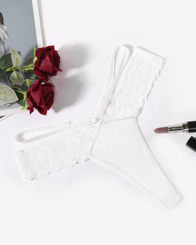 Lace Bikini Panties V Shape Waistband Thongs White Lingeries-panties - Tophatter Daily Deals