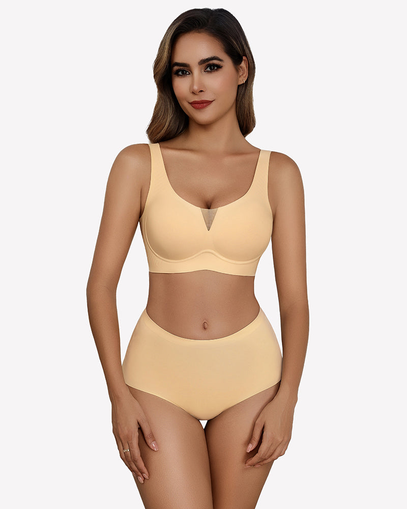 Seamless Deep V Comfort Bra Lingerie Sets-Bras - Tophatter Daily Deals