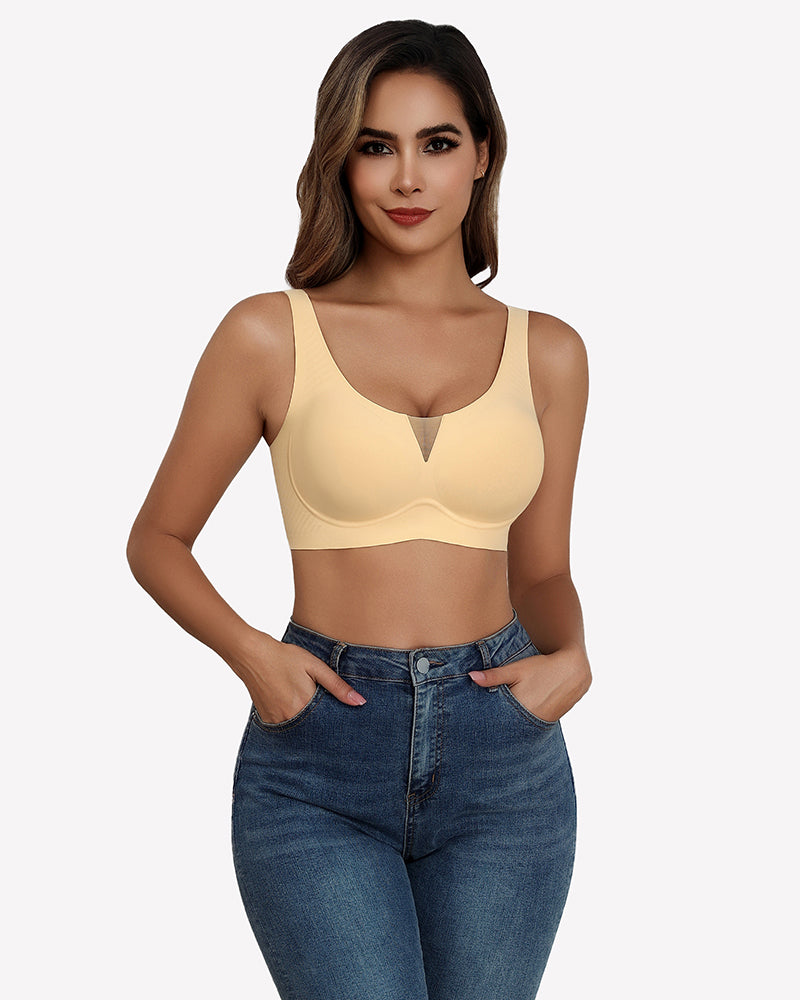Seamless Deep V Comfort Bra Nude Lingerie Sets-Bras - Tophatter Daily Deals