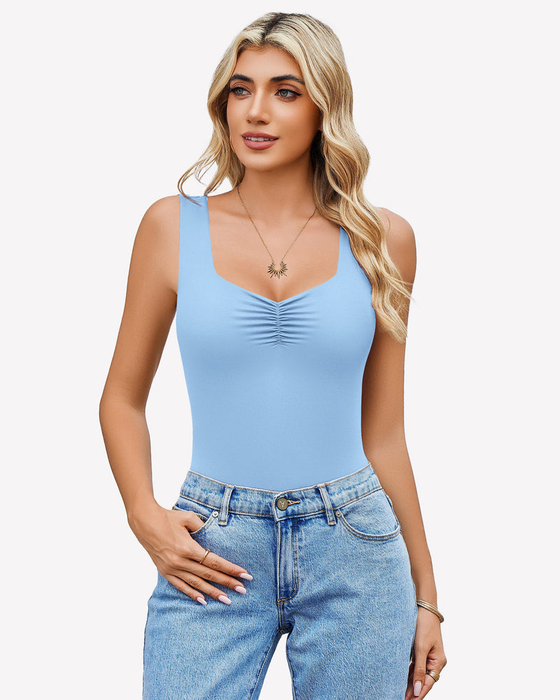 Sweetheart Neck Ruched Bodysuit Lingeries-Bodysuits - Tophatter Daily Deals