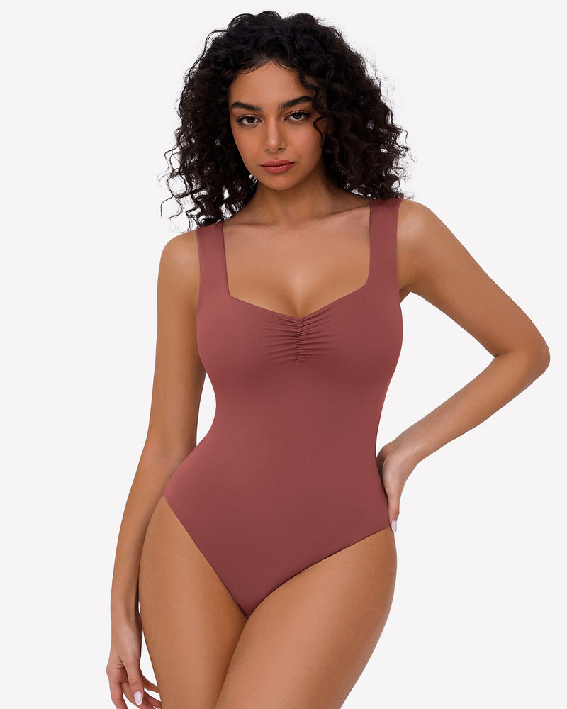 Sweetheart Neck Ruched Bodysuit Purple Red Lingeries-Bodysuits - Tophatter Daily Deals