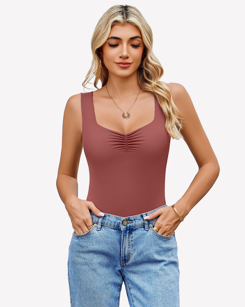 Sweetheart Neck Ruched Bodysuit Lingeries-Bodysuits - Tophatter Daily Deals
