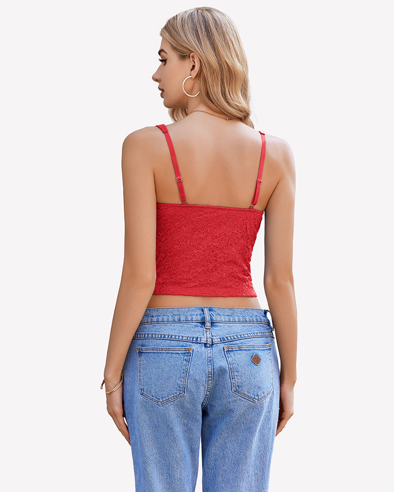 Lace Sleeveless Sweetheart Neck Crop Top Lingeries-Crop tops - Tophatter Daily Deals