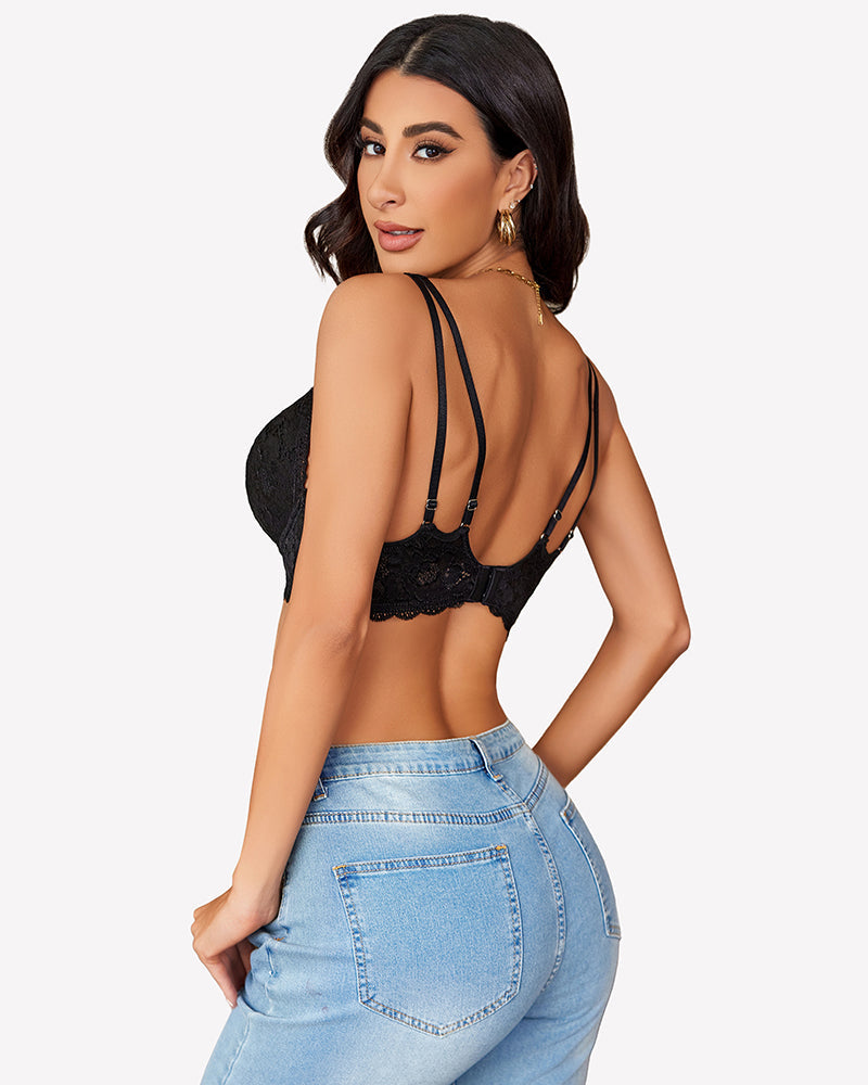 Lace Bralette V Neck Criss Cross Bras Lingerie Sets-Bras - Tophatter Daily Deals