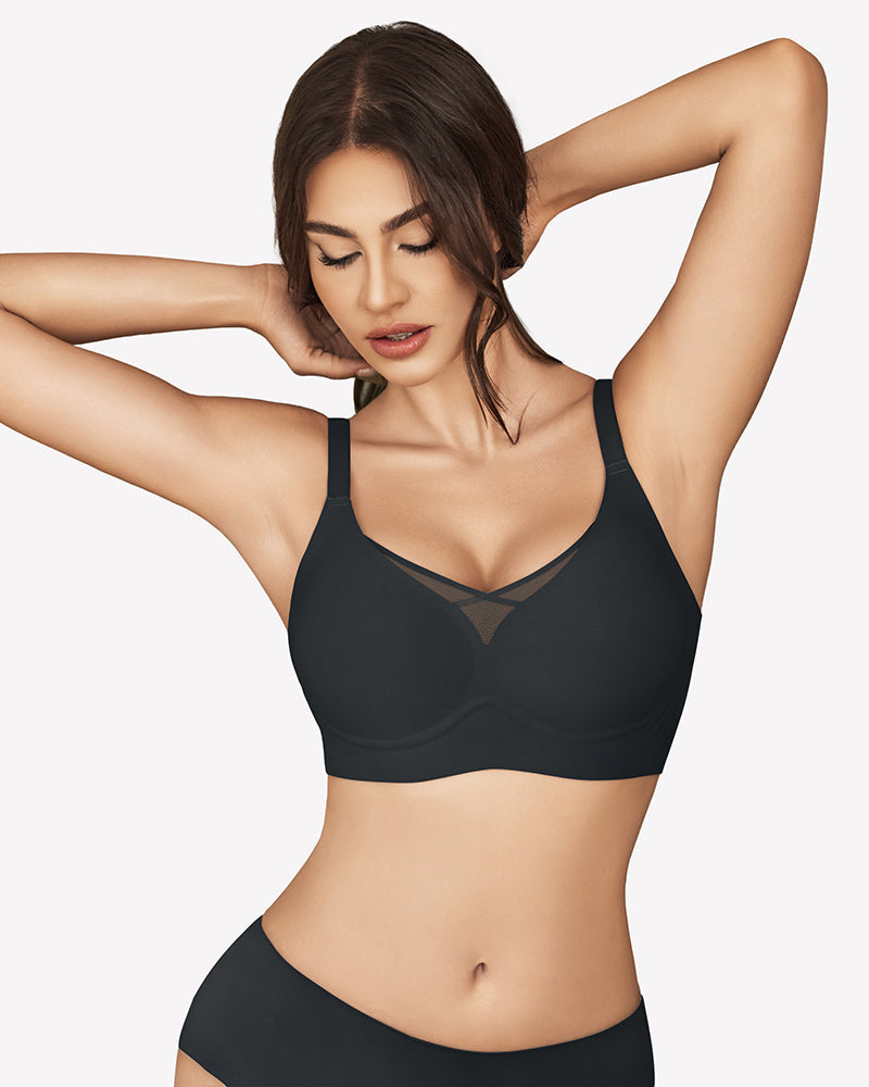 Mesh Bralette Seamless Push Up Bras Black Lingerie Sets-Bras - Tophatter Daily Deals
