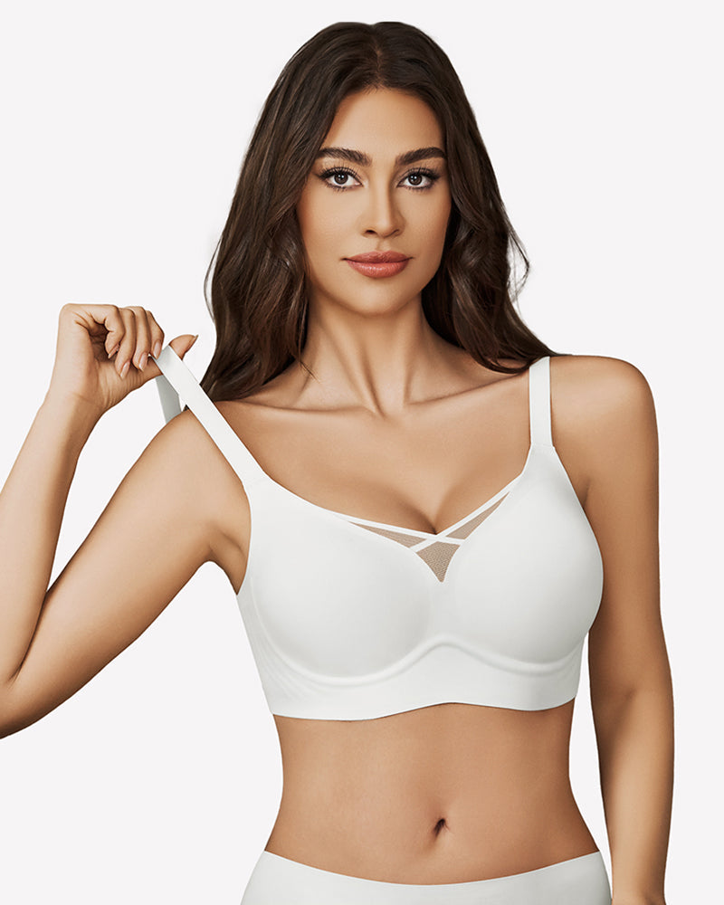 Mesh Bralette Seamless Push Up Bras White Lingerie Sets-Bras - Tophatter Daily Deals