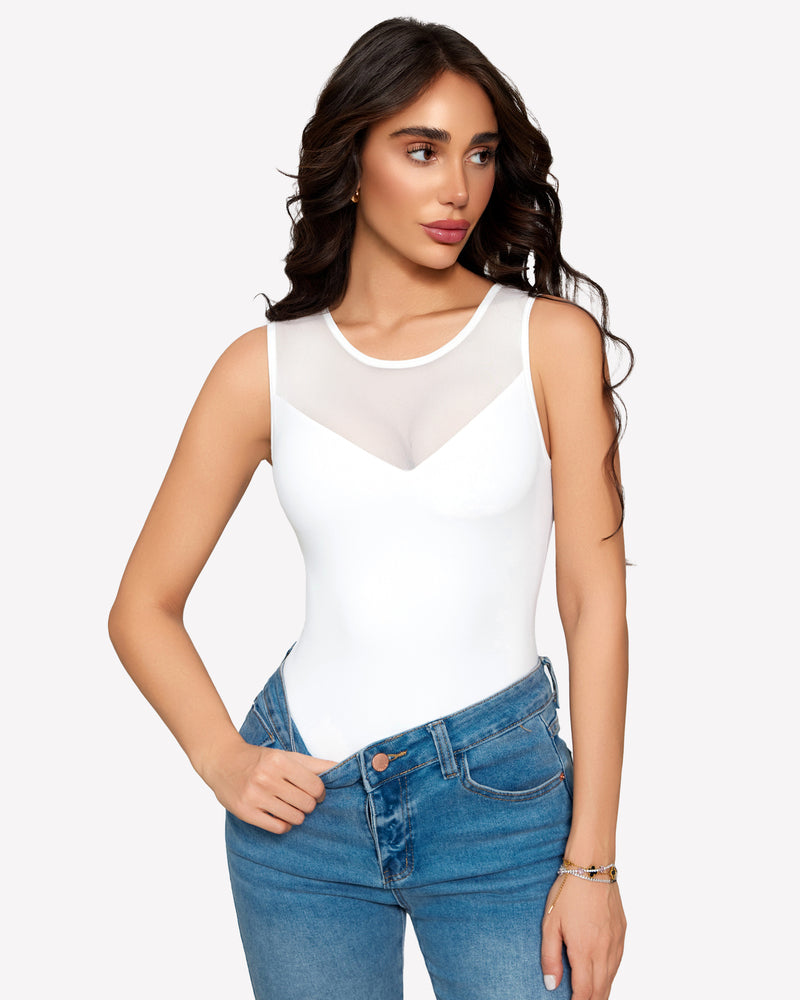 Mesh Crew Neck Sleeveless Bodysuit Lingerie-Babydolls - Tophatter Daily Deals