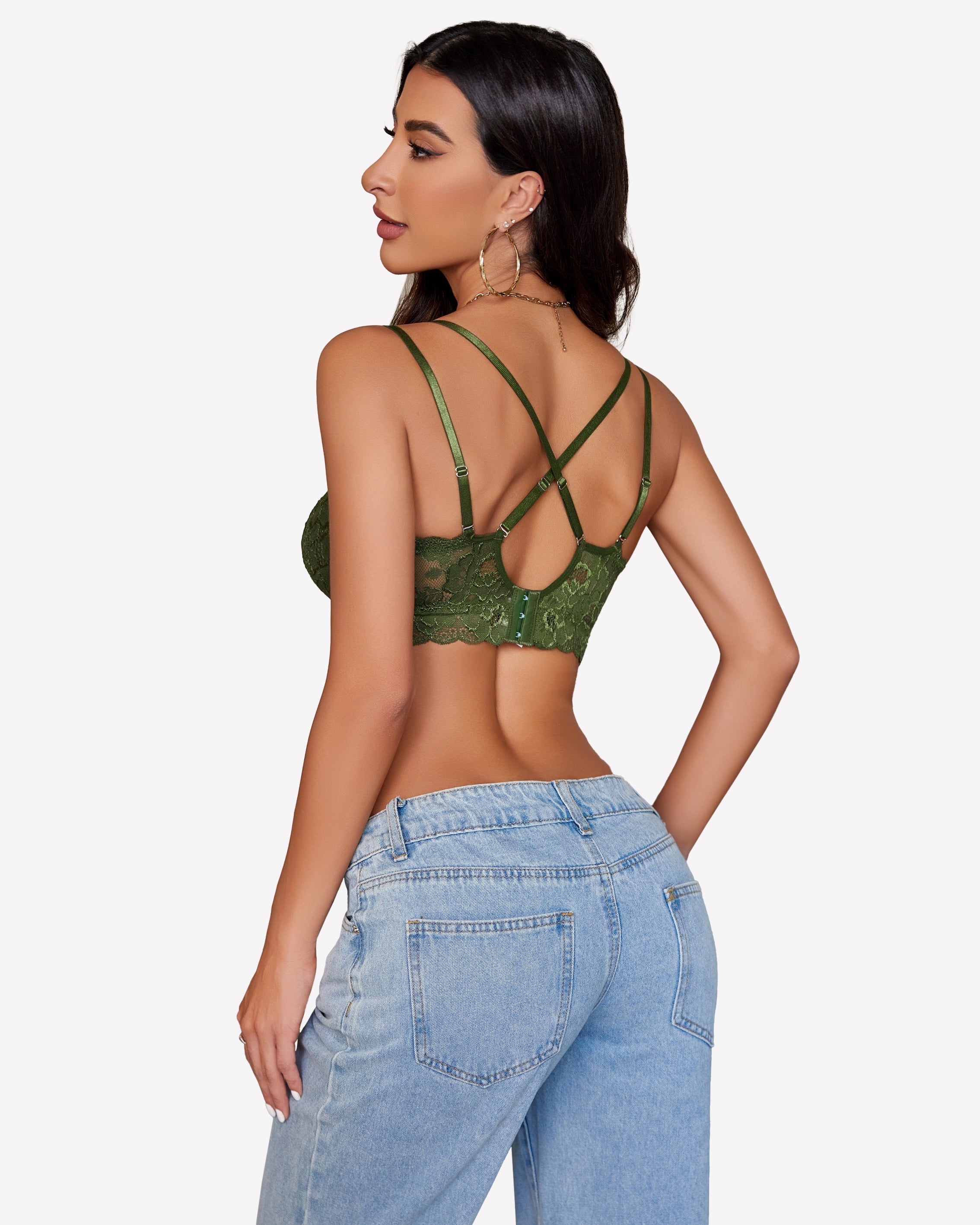 Floral Lace Bralettes Deep V Sexy Bras Lingerie Sets-Bras - Tophatter Daily Deals