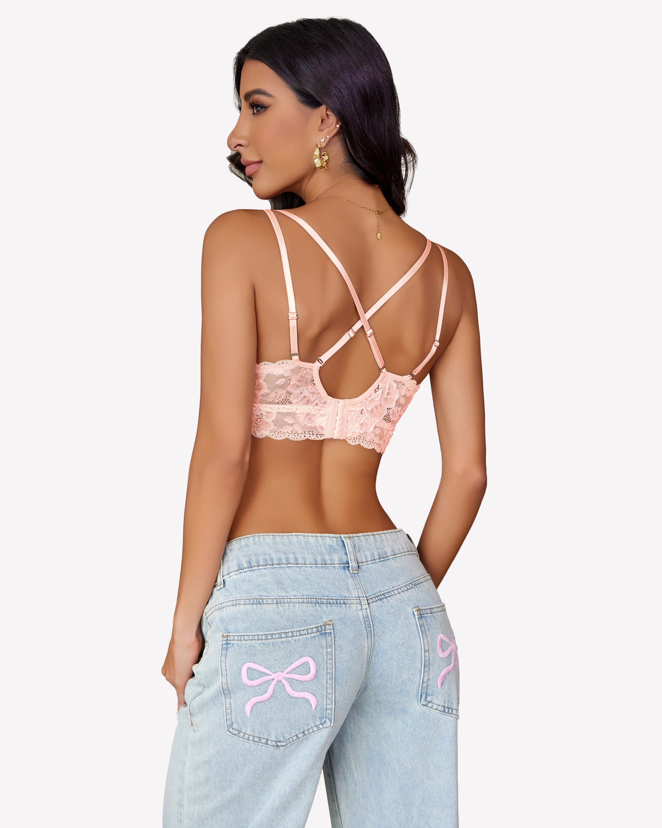 Floral Lace Bralettes Deep V Sexy Bras Lingerie Sets-Bras - Tophatter Daily Deals