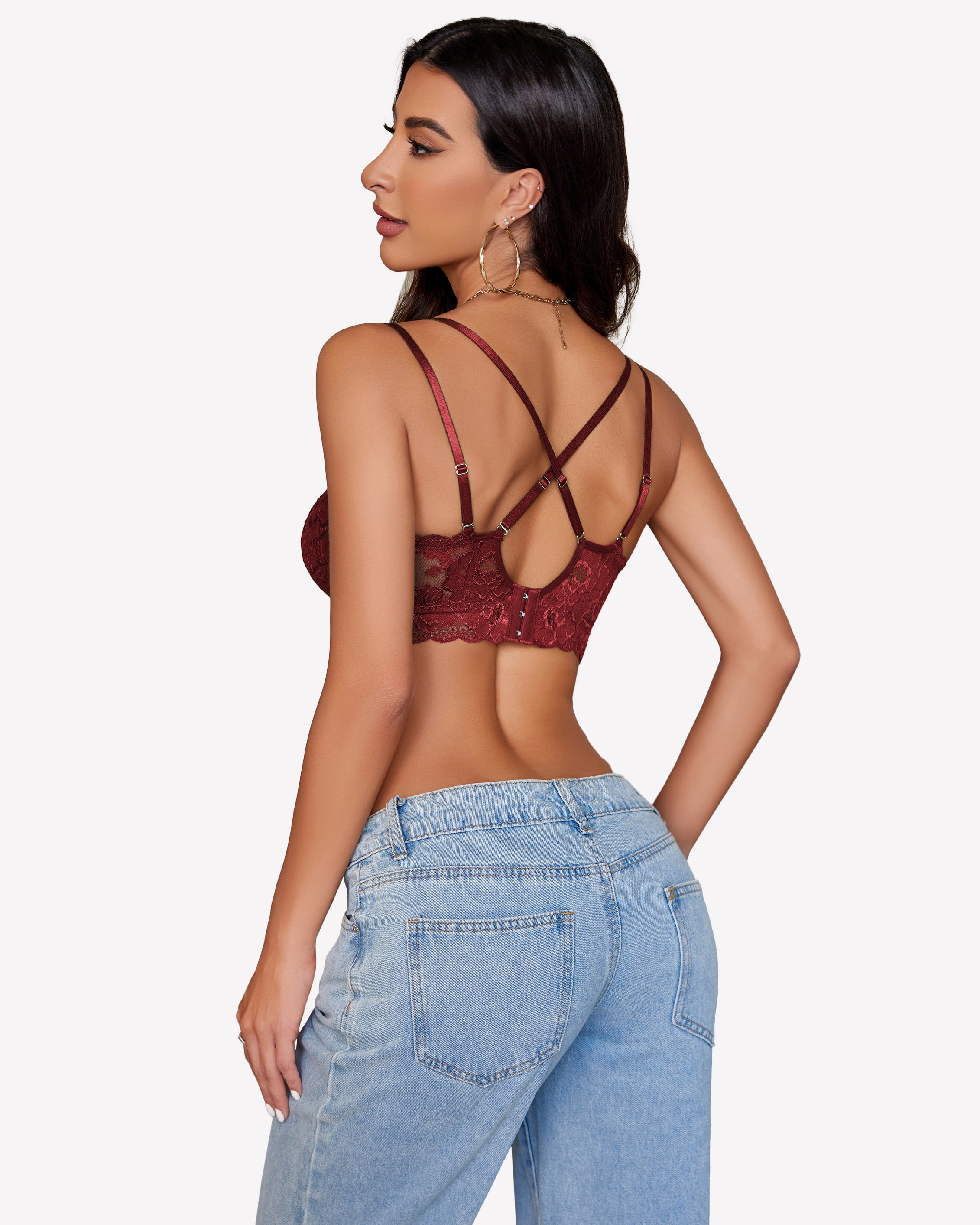 Floral Lace Bralettes Deep V Sexy Bras Lingerie Sets-Bras - Tophatter Daily Deals
