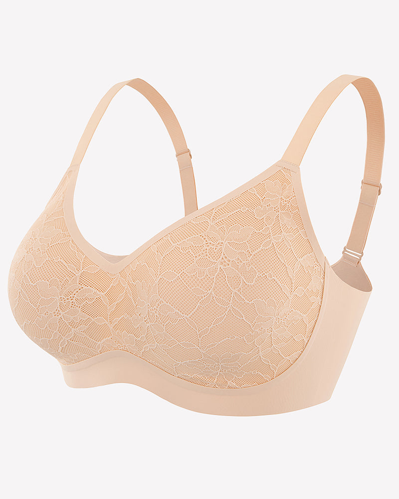 Lace Full Coverage Wireless Padded Seamless Bra Lingerie Sets-Bras - Tophatter Daily Deals