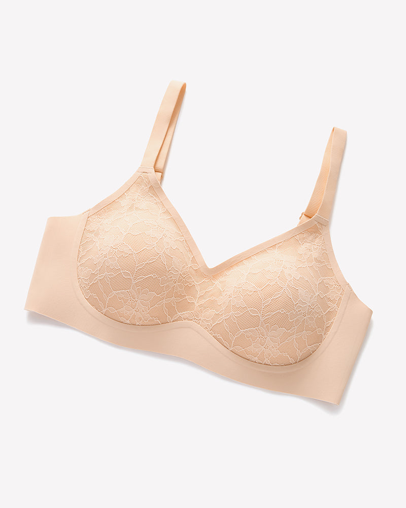 Lace Full Coverage Wireless Padded Seamless Bra Lingerie Sets-Bras - Tophatter Daily Deals