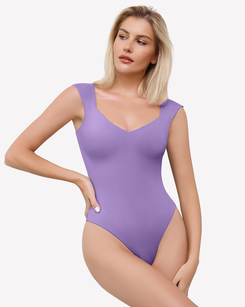 Seamless Tank Top Thong Body Suit Lilac - Tophatter Daily Deals