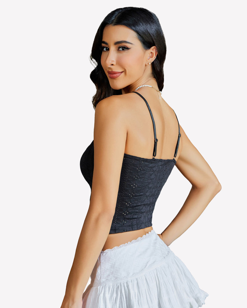 Lace Tank Trim Crop Top Lingeries-Crop tops - Tophatter Daily Deals