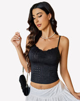 Lace Tank Trim Crop Top Lingeries-Crop tops - Tophatter Daily Deals