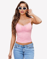 Lace Tank Trim Crop Top Pink Lingeries-Crop tops - Tophatter Daily Deals