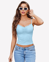 Lace Tank Trim Crop Top Light Blue Lingeries-Crop tops - Tophatter Daily Deals
