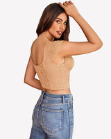 Floral Lace Bustier Cap Sleeve Crop Top Lingeries-Crop tops - Tophatter Daily Deals