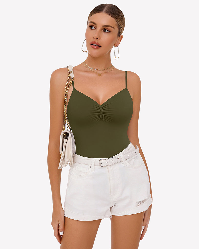 Ruched V Neck Thong Bodysuit Shaperwear-bodysuit - Tophatter Daily Deals