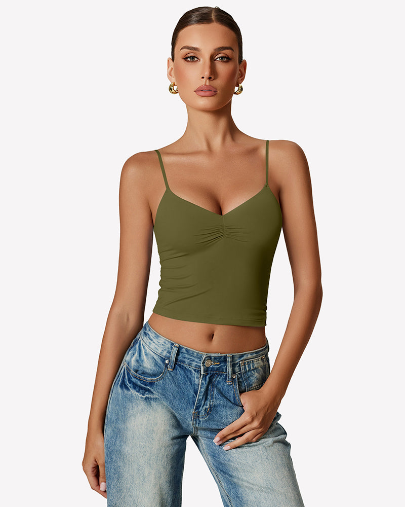 Tank Top Y2K Going Out Basic Shirt Army Green Lingerie Sets-Bras - Tophatter Daily Deals