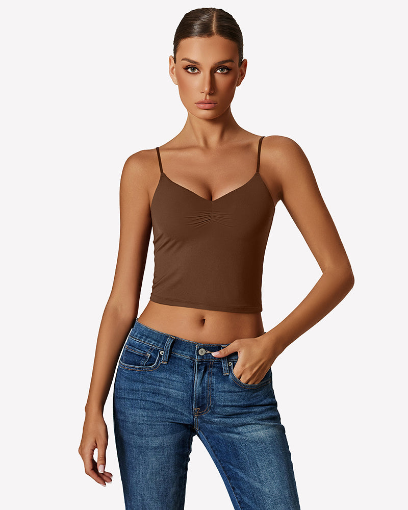 Tank Top Y2K Going Out Basic Shirt Brown Lingerie Sets-Bras - Tophatter Daily Deals