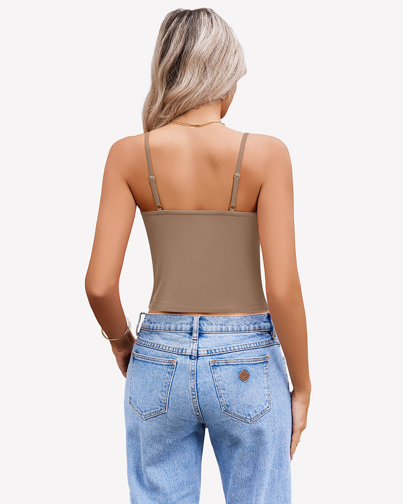 Twist Front V Neck Tank Top Spaghetti Strap Crop Tops Lingeries-Crop tops - Tophatter Daily Deals