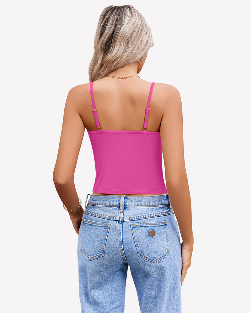 Twist Front V Neck Tank Top Spaghetti Strap Crop Tops Lingeries-Crop tops - Tophatter Daily Deals