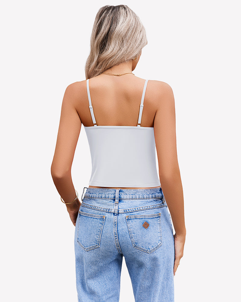 Twist Front V Neck Tank Top Spaghetti Strap Crop Tops Lingeries-Crop tops - Tophatter Daily Deals