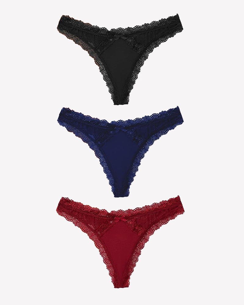 Low Rise Thong with Criss Cross Back Black+wine Red+navy Blue Lingeries-panties - Tophatter Daily Deals