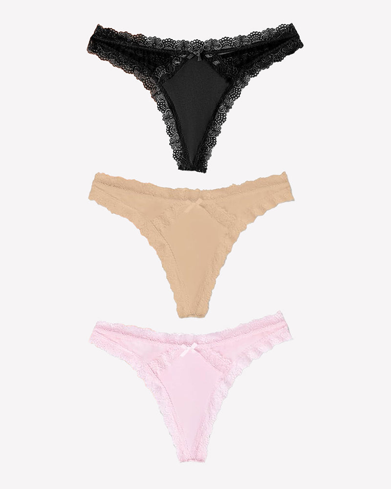 Low Rise Thong with Criss Cross Back Black+wheat+pink Lingeries-panties - Tophatter Daily Deals