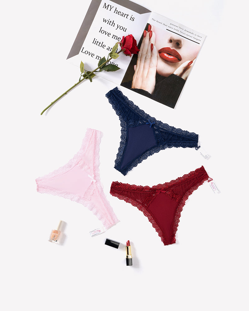 Low Rise Thong with Criss Cross Back Navy Blue+pink+wine Red Lingeries-panties - Tophatter Daily Deals