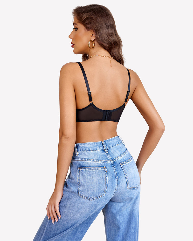 Lace Underwire Bra Mesh Unlined Bra Lingerie Sets-Bras - Tophatter Daily Deals