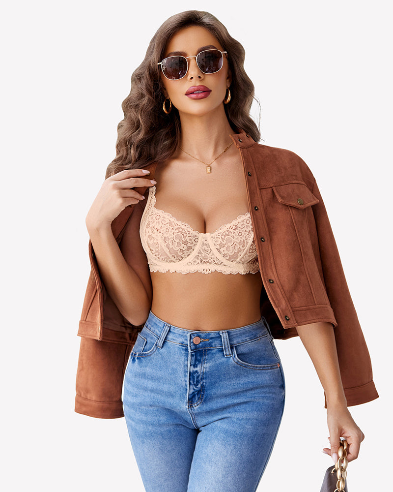 Lace Underwire Bra Mesh Unlined Bra Lingerie Sets-Bras - Tophatter Daily Deals