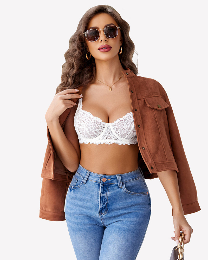 Lace Underwire Bra Mesh Unlined Bra Lingerie Sets-Bras - Tophatter Daily Deals