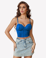 Bustier Tops V Neck Lace Bralettes Corset Blue Lingerie Sets-Bras - Tophatter Daily Deals