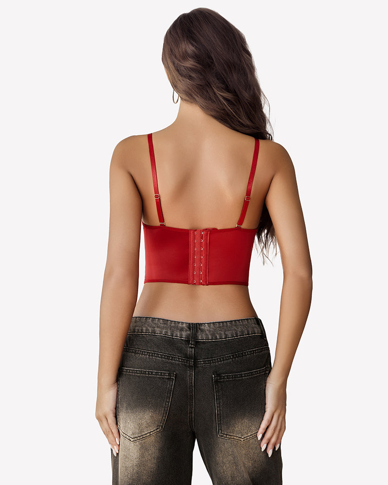 Bustier Tops V Neck Lace Bralettes Corset Lingerie Sets-Bras - Tophatter Daily Deals