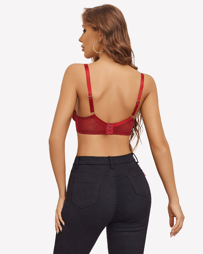 Lace Mesh Underwire Unlined Bra Lingerie Sets-Bras - Tophatter Daily Deals