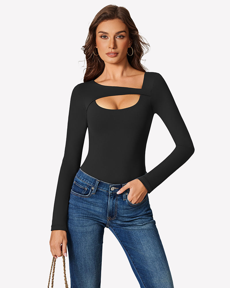 Long Sleeve Bodysuit Cutout Shapewear Shaperwear-bodysuit - Tophatter Daily Deals