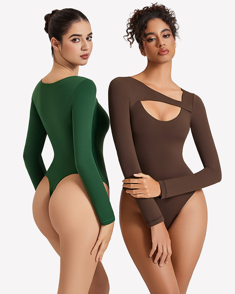 Long Sleeve Bodysuit Cutout Shapewear Shaperwear-bodysuit - Tophatter Daily Deals