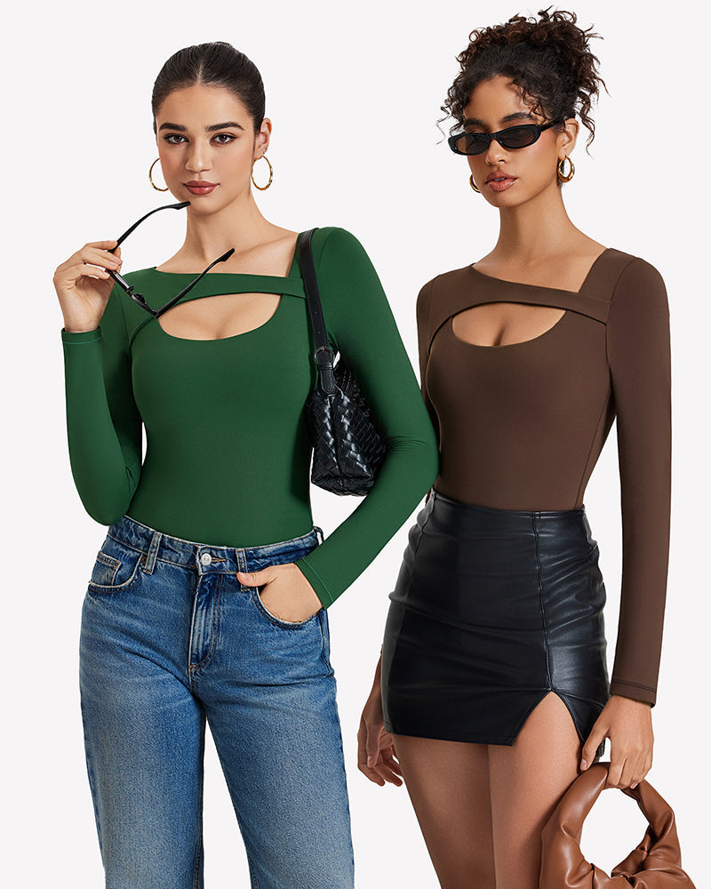 Long Sleeve Bodysuit Cutout Shapewear Shaperwear-bodysuit - Tophatter Daily Deals