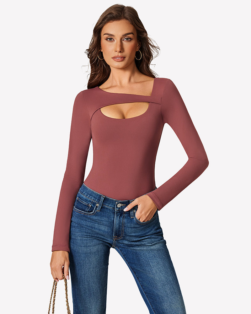 Long Sleeve Bodysuit Cutout Shapewear Shaperwear-bodysuit - Tophatter Daily Deals